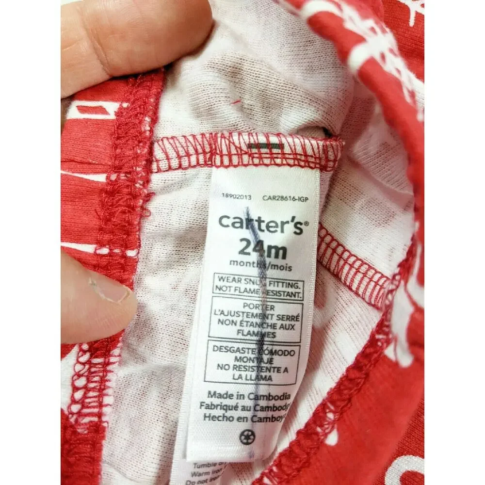 Carter's Red White & Green Holiday Words Pajamas Size 24 Months